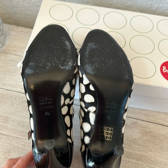 BODEN Patent Leather Heels Dalmatian print Calf Hair Black White Size 40 - Picture 7 of 14